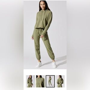 *sold locally
DONNI. Vintage fleece basil and jade jogger and hoodie set